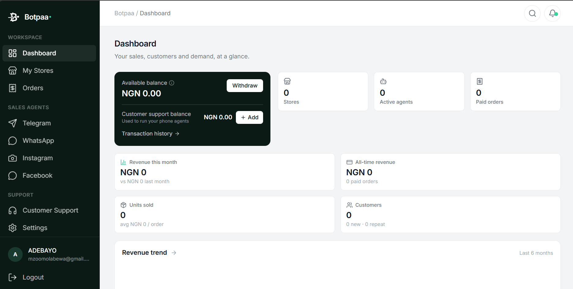 Botpaa dashboard